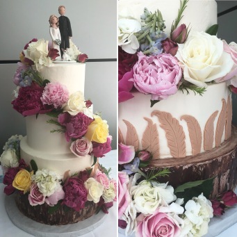 Four tiered Wedding cake with fresh flowers